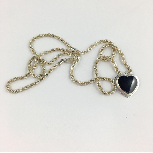 Onyx & Sterling Heart Necklace